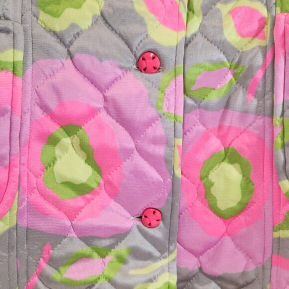 Vintage Neon Poppy Quilted Floral Womens Pea Coat Handmade - Picture 2 of 12